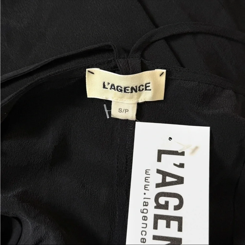 NWT LAGENCE Silk Crepe De Chine Sleeveless Lace Trim V-Neck Strappy Slip Dress S - Picture 4 of 4